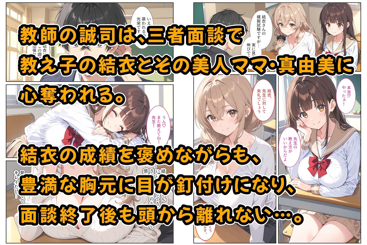デリヘル呼んだら教え子のママが来たので孕ませました〜娘も一緒に種付けて腹ボテ家族に〜_001
